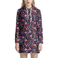 Day Of The Dead Skeleton Pattern Print Pullover Hoodie Dress