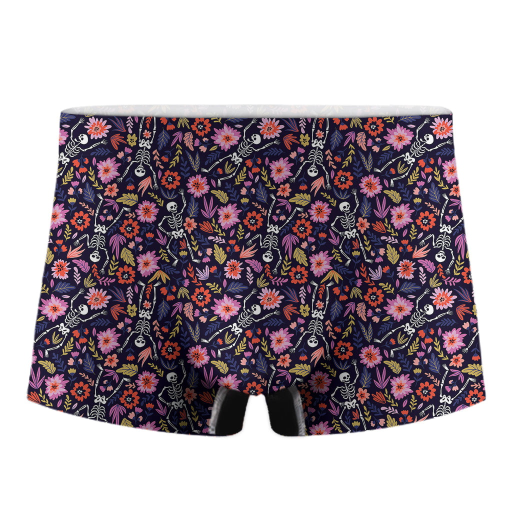 Day Of The Dead Skeleton Pattern Print Men's Boxer Briefs