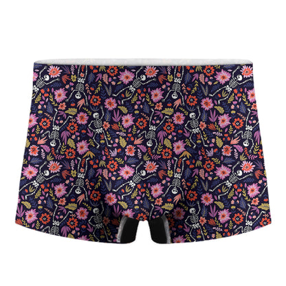 Day Of The Dead Skeleton Pattern Print Men's Boxer Briefs