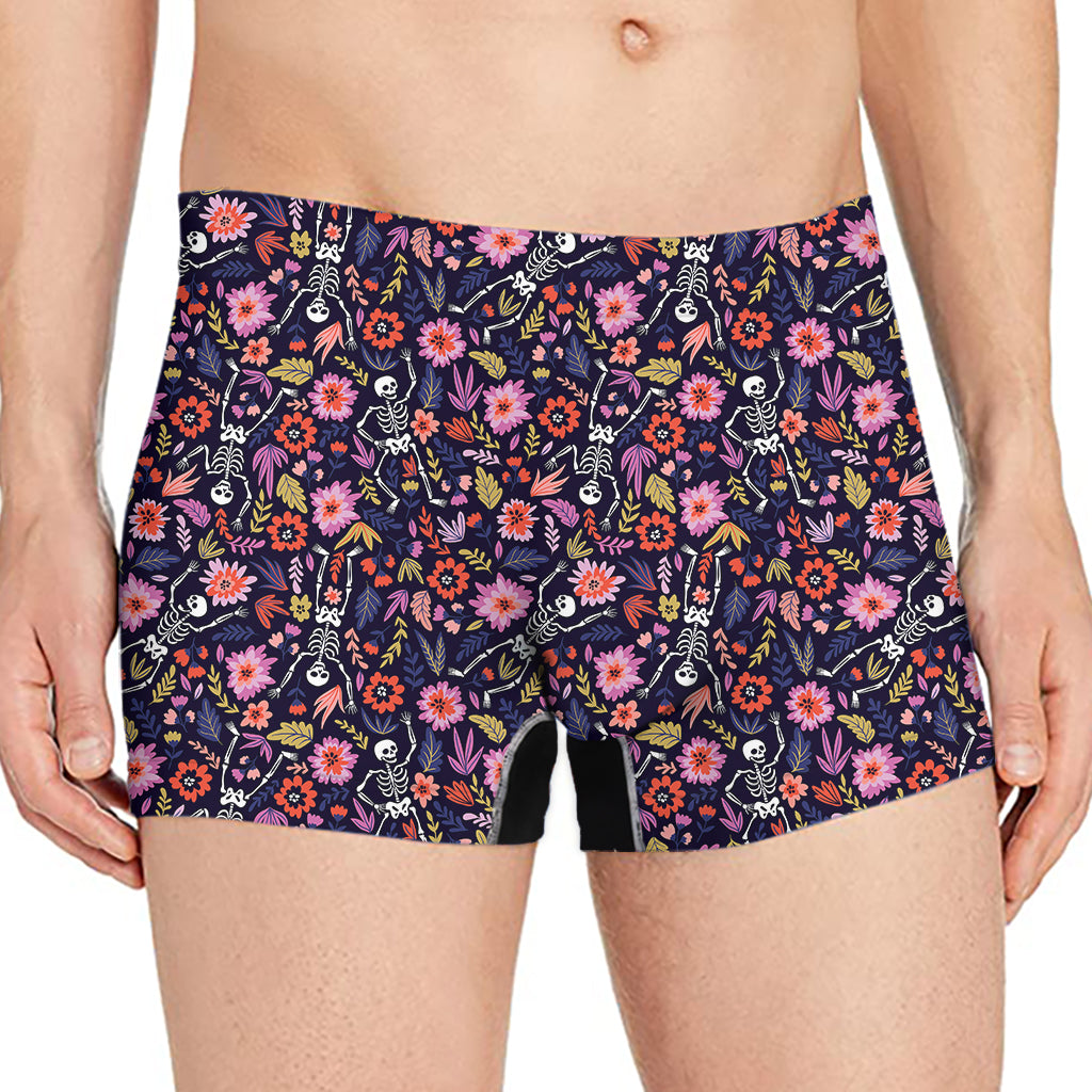 Day Of The Dead Skeleton Pattern Print Men's Boxer Briefs