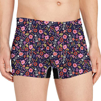Day Of The Dead Skeleton Pattern Print Men's Boxer Briefs