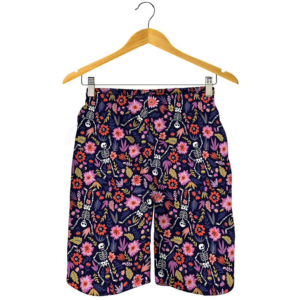 Day Of The Dead Skeleton Pattern Print Men's Shorts