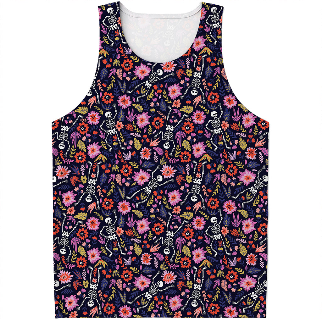 Day Of The Dead Skeleton Pattern Print Men's Tank Top