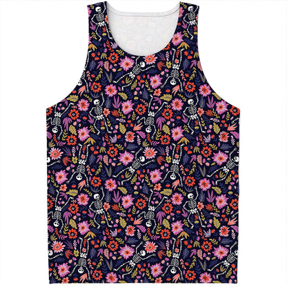 Day Of The Dead Skeleton Pattern Print Men's Tank Top