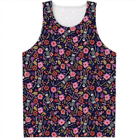 Day Of The Dead Skeleton Pattern Print Men's Tank Top