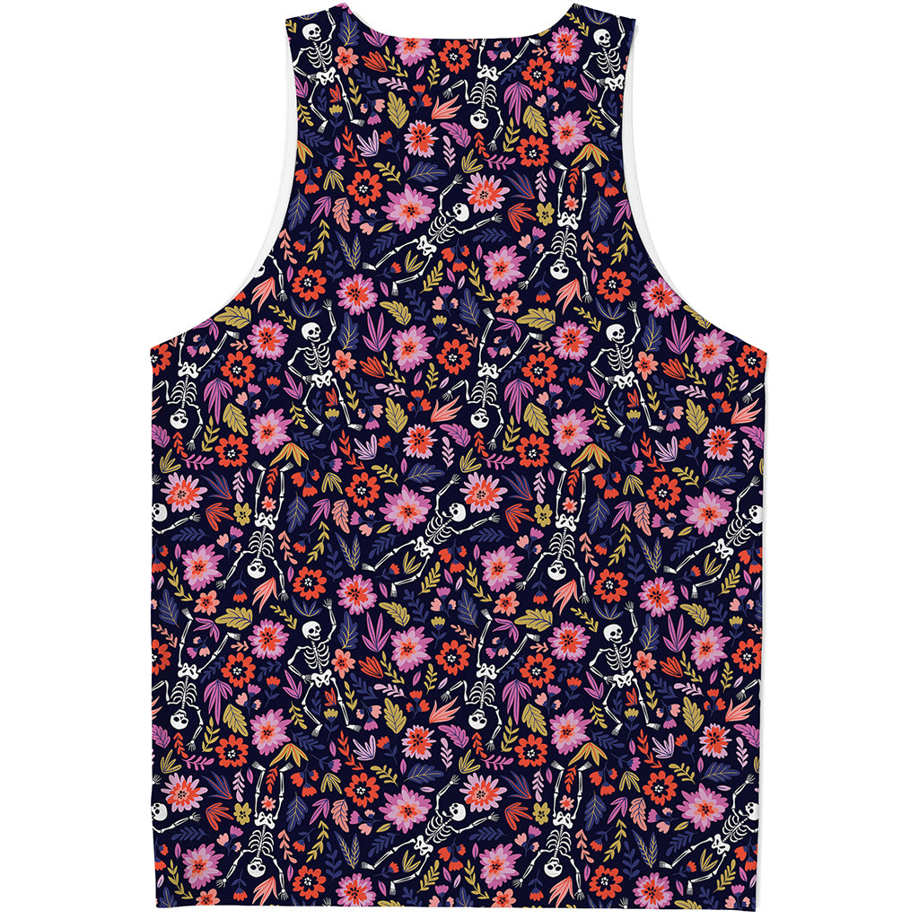 Day Of The Dead Skeleton Pattern Print Men's Tank Top