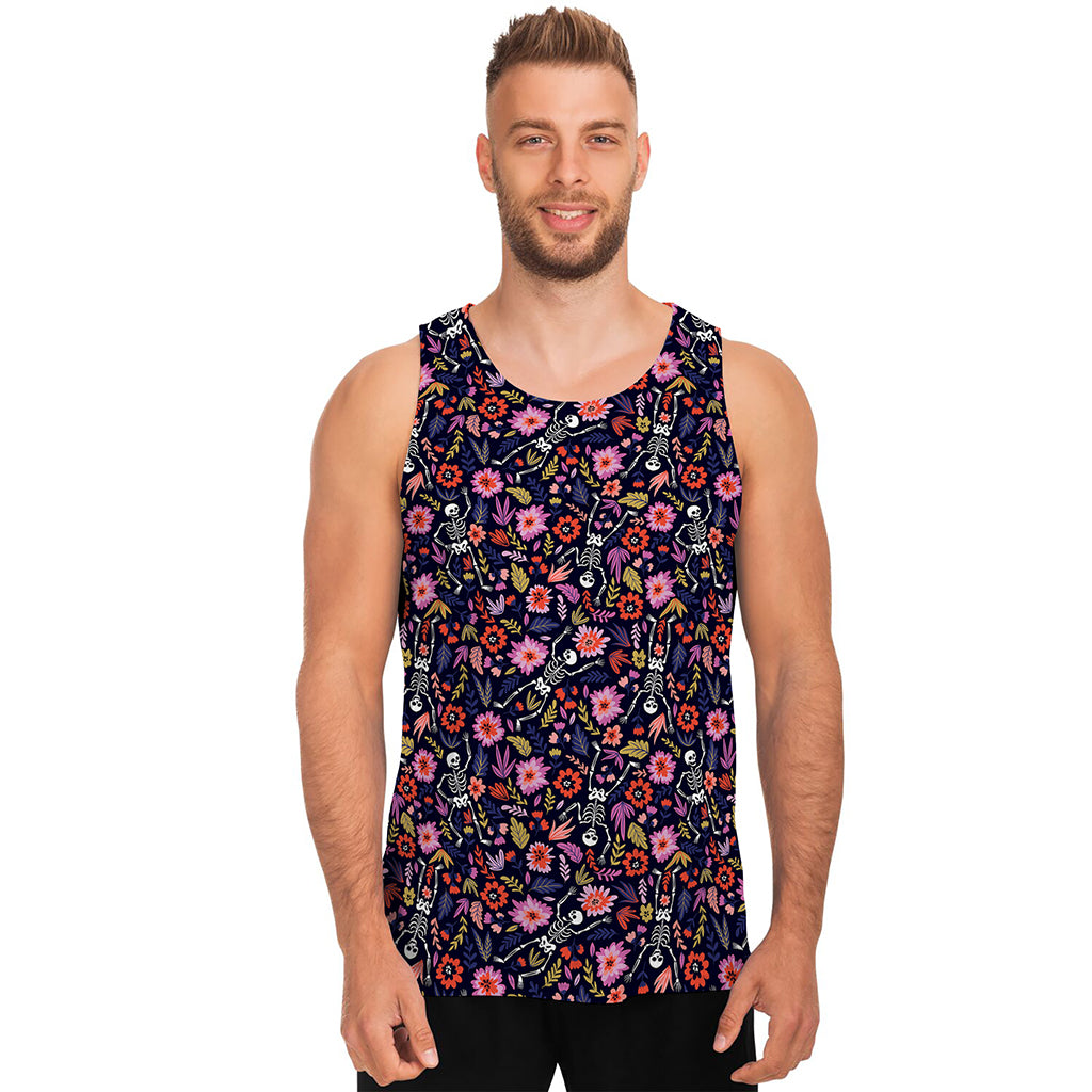 Day Of The Dead Skeleton Pattern Print Men's Tank Top