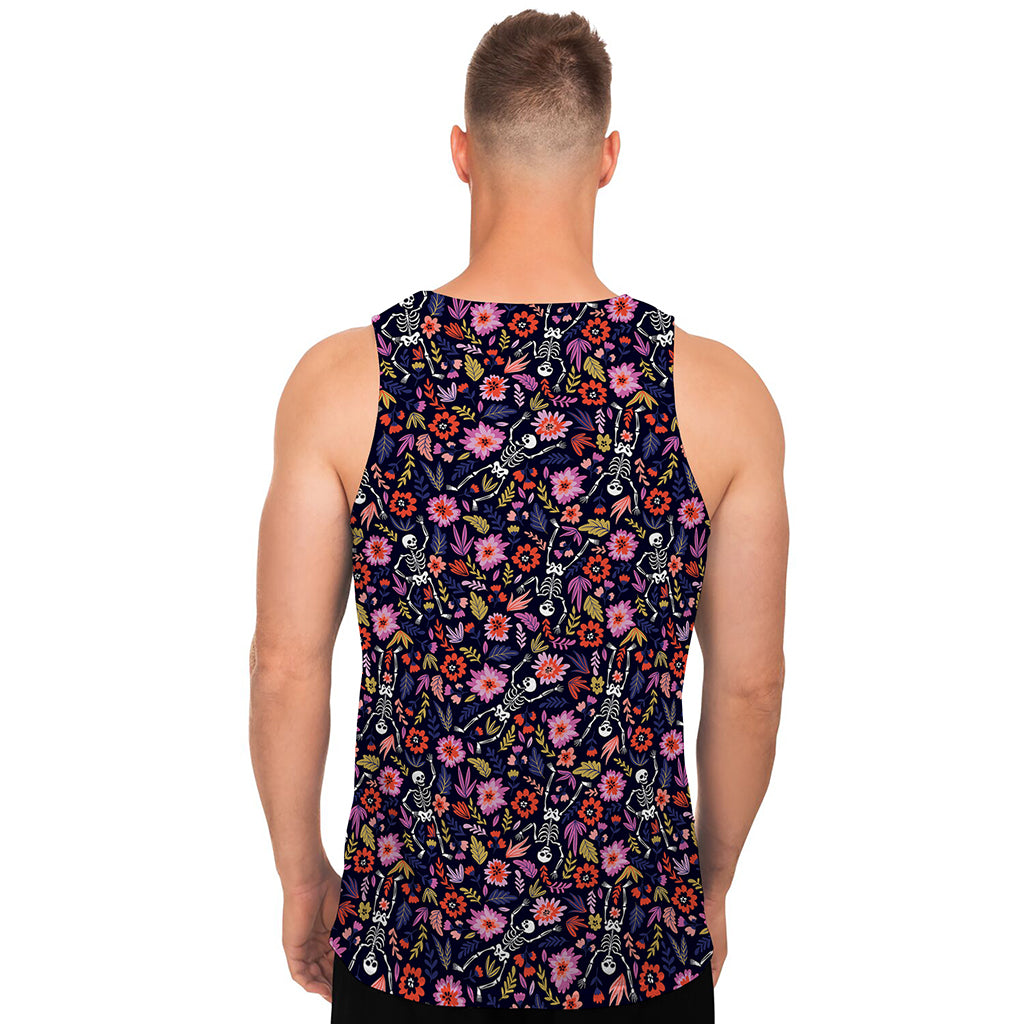 Day Of The Dead Skeleton Pattern Print Men's Tank Top