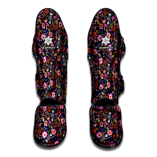 Day Of The Dead Skeleton Pattern Print Muay Thai Shin Guard
