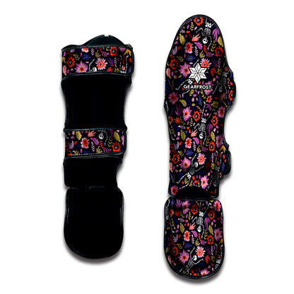 Day Of The Dead Skeleton Pattern Print Muay Thai Shin Guard