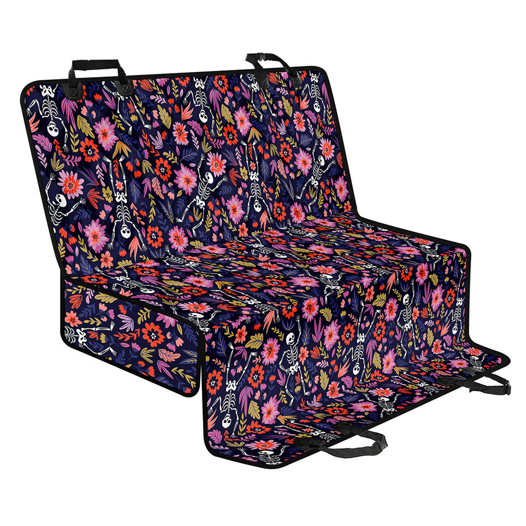 Day Of The Dead Skeleton Pattern Print Pet Car Back Seat Cover