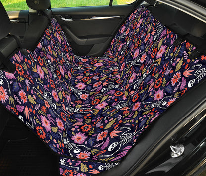 Day Of The Dead Skeleton Pattern Print Pet Car Back Seat Cover