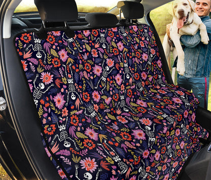 Day Of The Dead Skeleton Pattern Print Pet Car Back Seat Cover