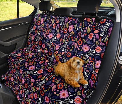 Day Of The Dead Skeleton Pattern Print Pet Car Back Seat Cover