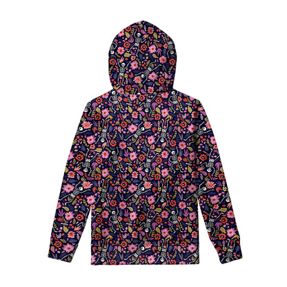 Day Of The Dead Skeleton Pattern Print Pullover Hoodie
