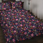 Day Of The Dead Skeleton Pattern Print Quilt Bed Set