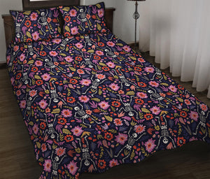 Day Of The Dead Skeleton Pattern Print Quilt Bed Set