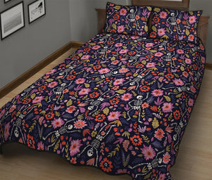 Day Of The Dead Skeleton Pattern Print Quilt Bed Set