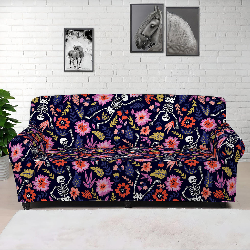Day Of The Dead Skeleton Pattern Print Sofa Cover