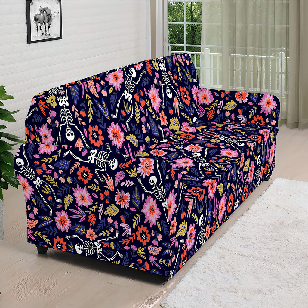Day Of The Dead Skeleton Pattern Print Sofa Cover