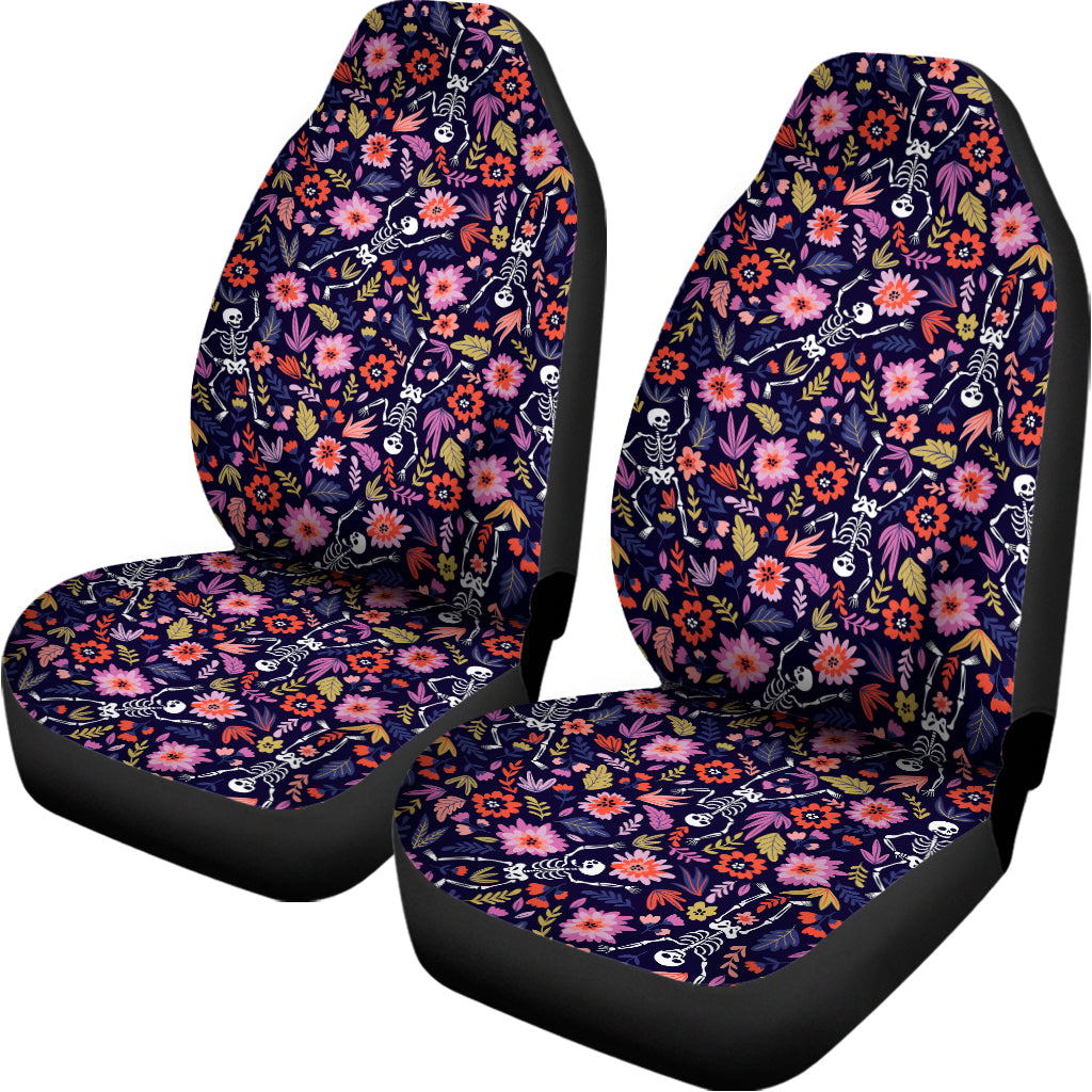 Day Of The Dead Skeleton Pattern Print Universal Fit Car Seat Covers