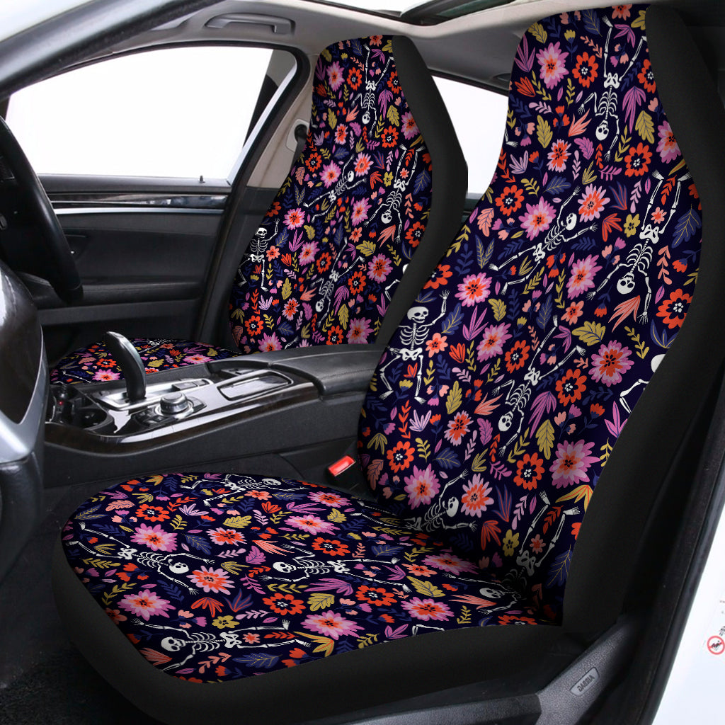 Day Of The Dead Skeleton Pattern Print Universal Fit Car Seat Covers