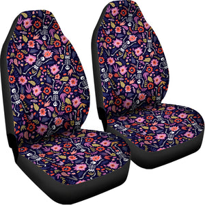 Day Of The Dead Skeleton Pattern Print Universal Fit Car Seat Covers