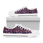 Day Of The Dead Skeleton Pattern Print White Low Top Shoes