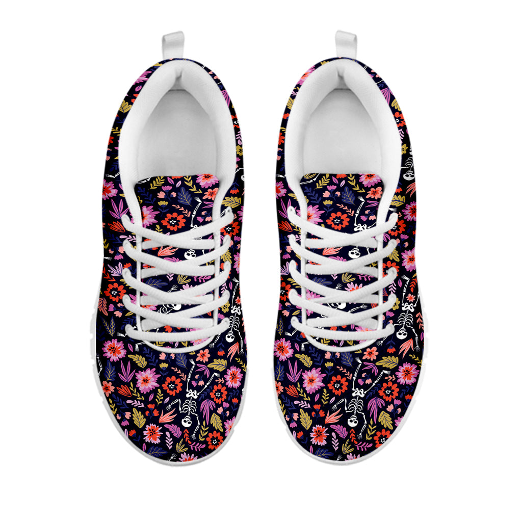 Day Of The Dead Skeleton Pattern Print White Sneakers