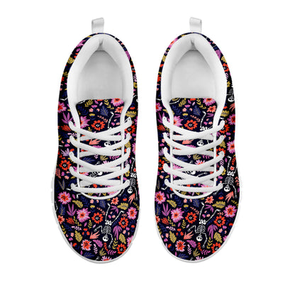 Day Of The Dead Skeleton Pattern Print White Sneakers