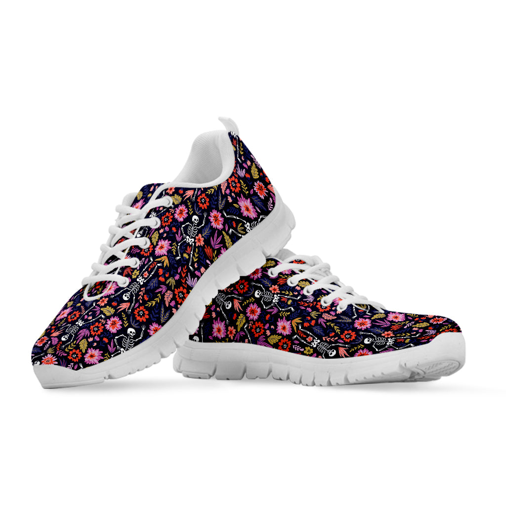 Day Of The Dead Skeleton Pattern Print White Sneakers
