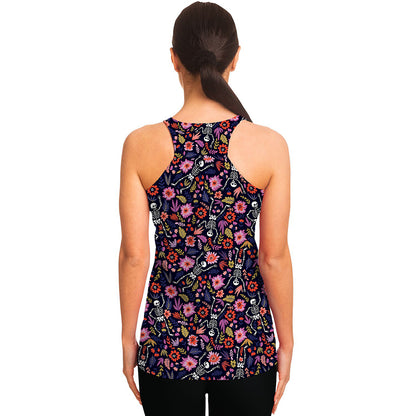 Day Of The Dead Skeleton Pattern Print Women's Racerback Tank Top