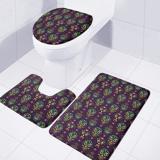 Day Of The Dead Sugar Skull Print 3 Piece Bath Mat Set