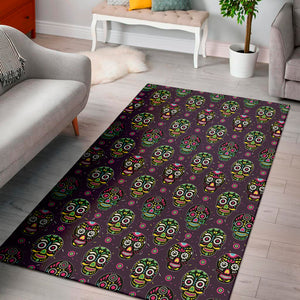 Day Of The Dead Sugar Skull Print Area Rug