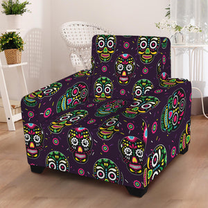 Day Of The Dead Sugar Skull Print Armchair Slipcover