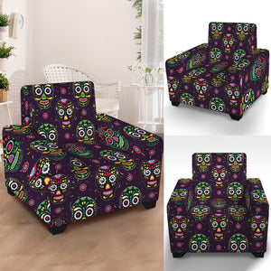 Day Of The Dead Sugar Skull Print Armchair Slipcover