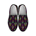 Day Of The Dead Sugar Skull Print Black Slip On Shoes