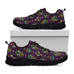 Day Of The Dead Sugar Skull Print Black Sneakers