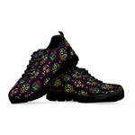 Day Of The Dead Sugar Skull Print Black Sneakers