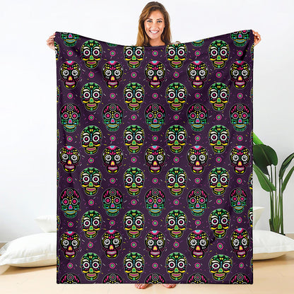 Day Of The Dead Sugar Skull Print Blanket