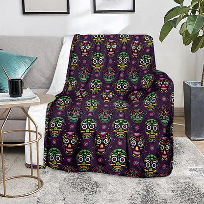 Day Of The Dead Sugar Skull Print Blanket