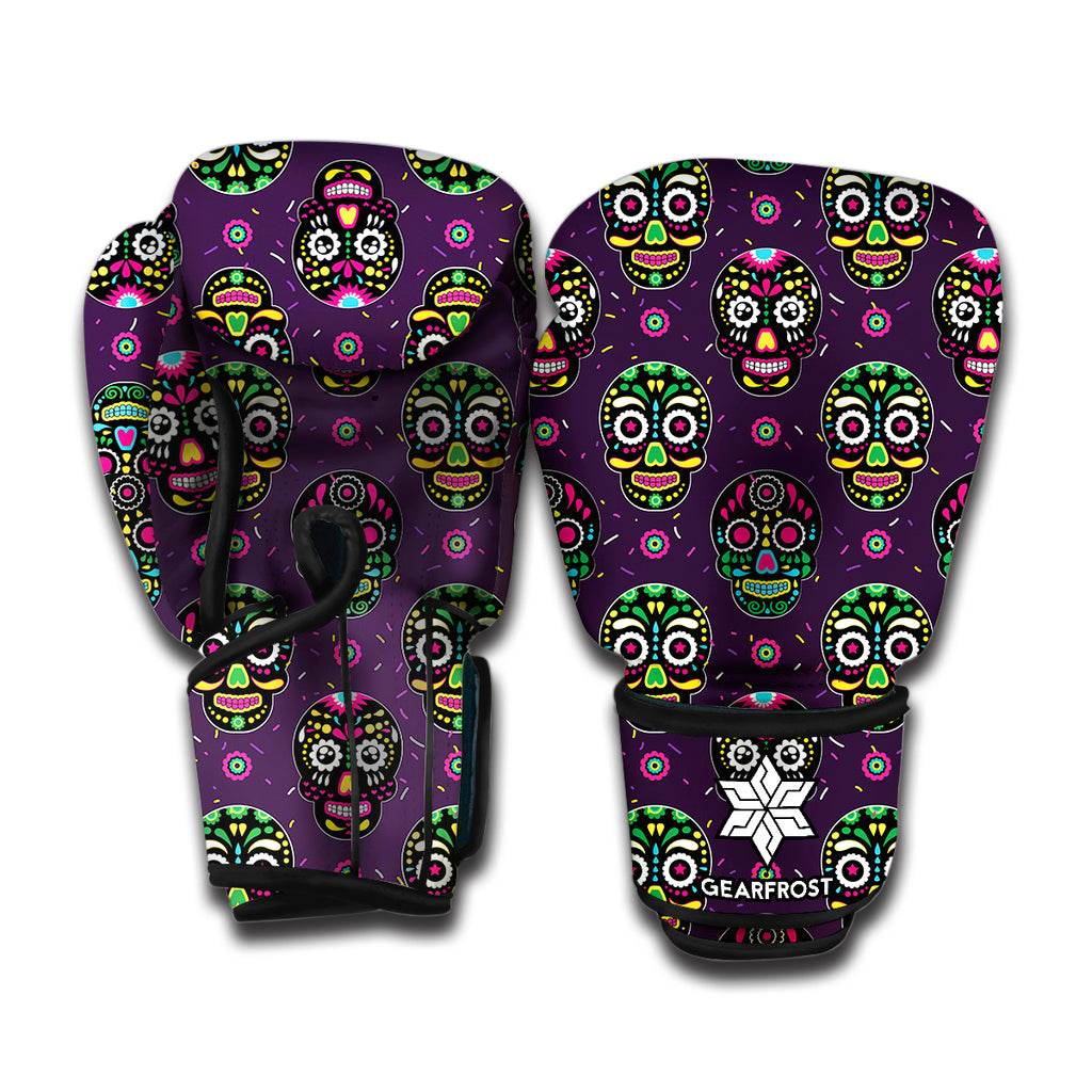 Day Of The Dead Sugar Skull Print Boxing Gloves