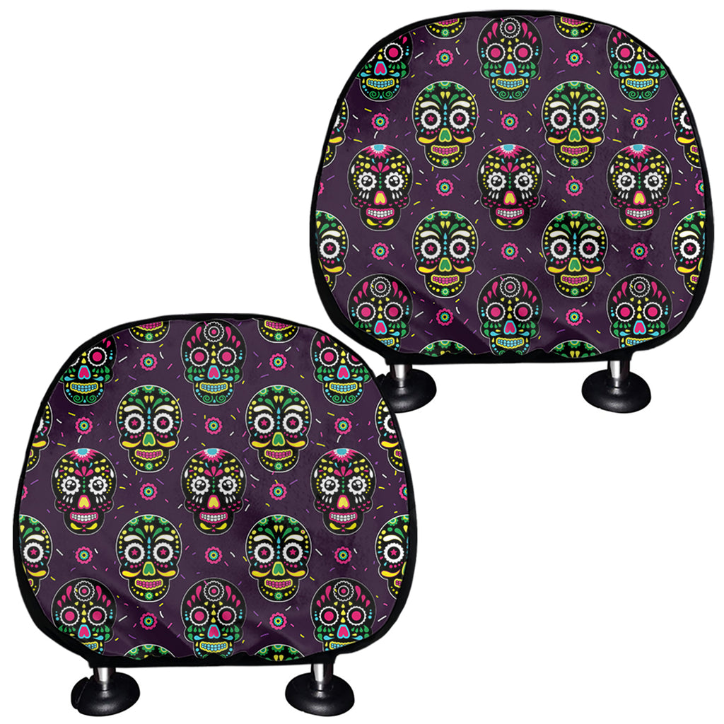 Day Of The Dead Sugar Skull Print Car Headrest Covers