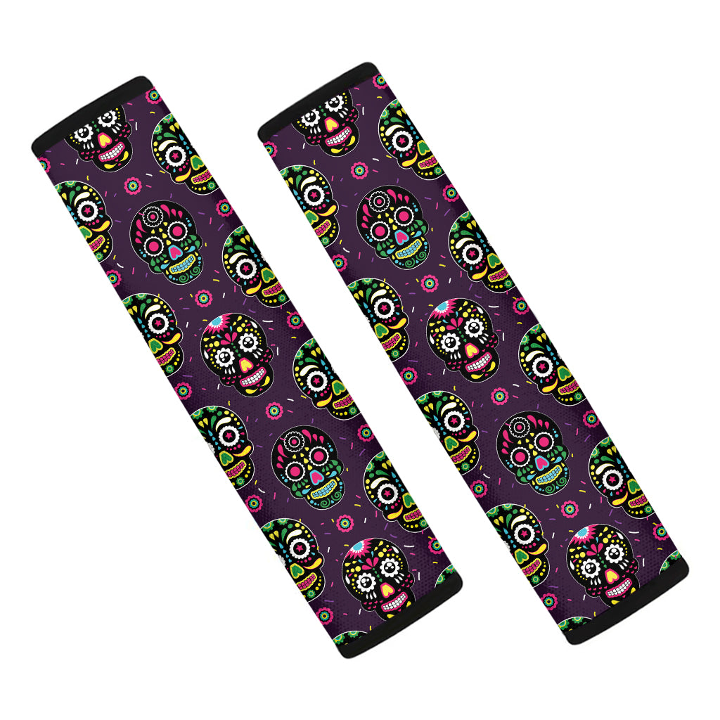 Day Of The Dead Sugar Skull Print Car Seat Belt Covers