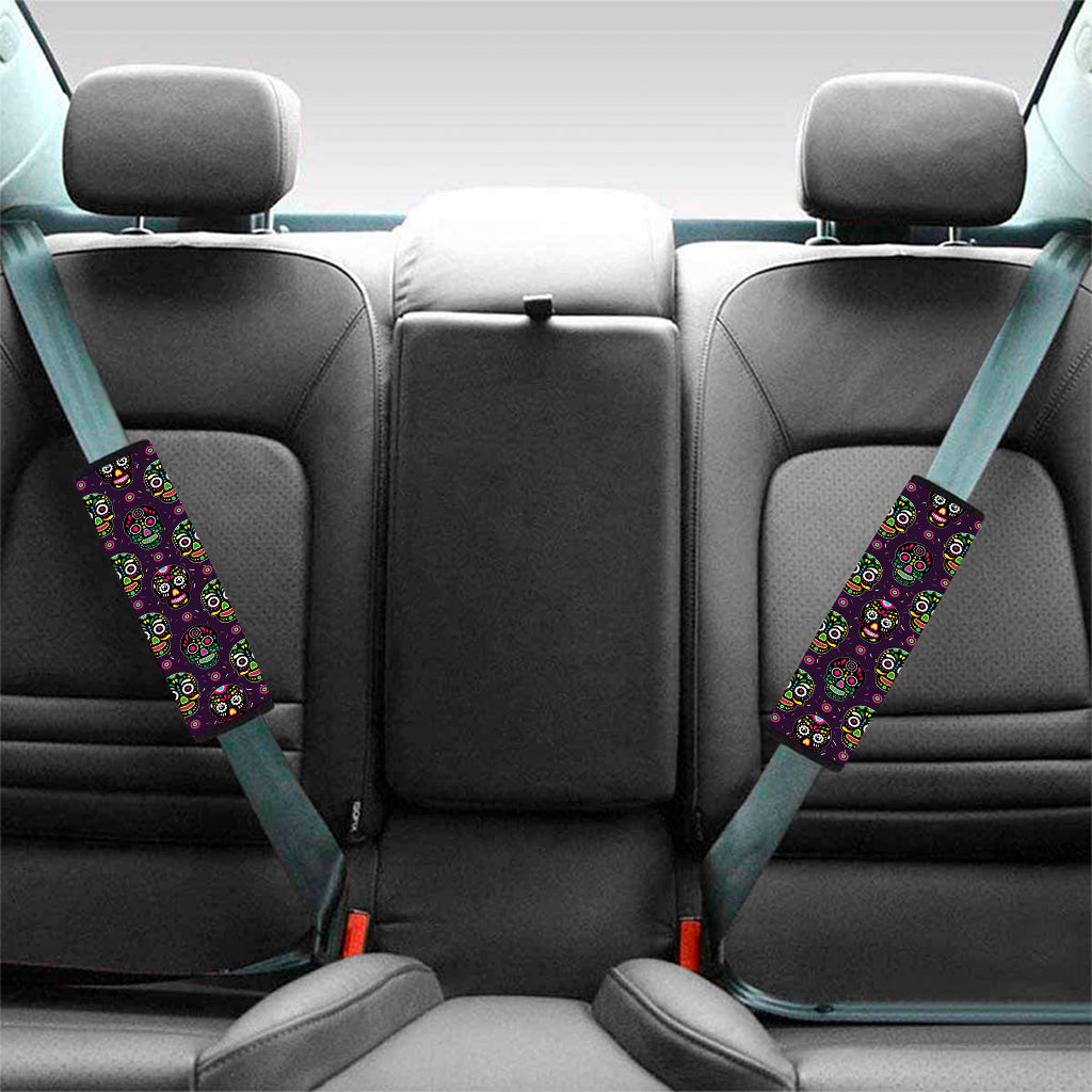 Day Of The Dead Sugar Skull Print Car Seat Belt Covers