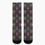 Day Of The Dead Sugar Skull Print Crew Socks