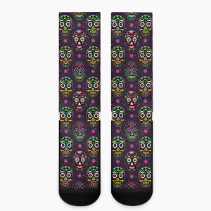 Day Of The Dead Sugar Skull Print Crew Socks