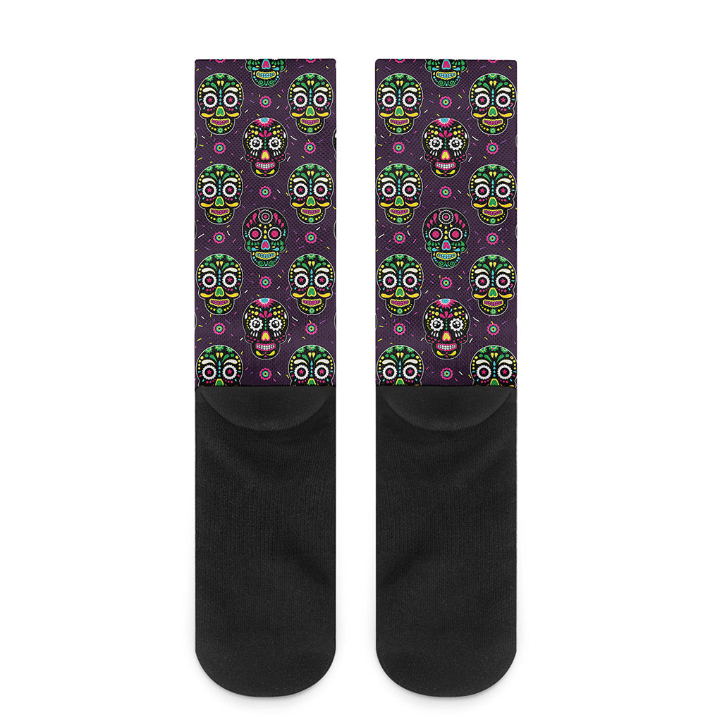 Day Of The Dead Sugar Skull Print Crew Socks