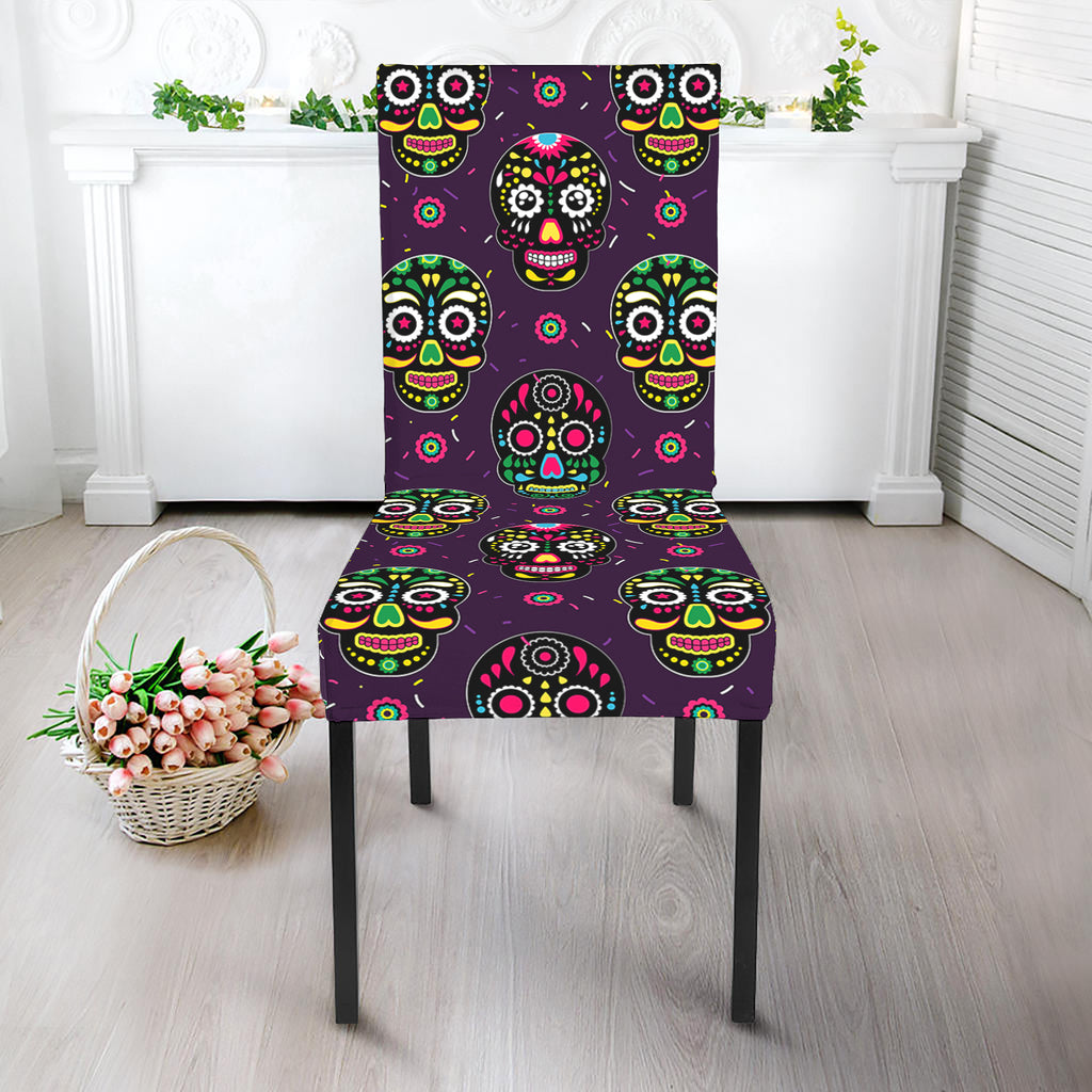 Day Of The Dead Sugar Skull Print Dining Chair Slipcover