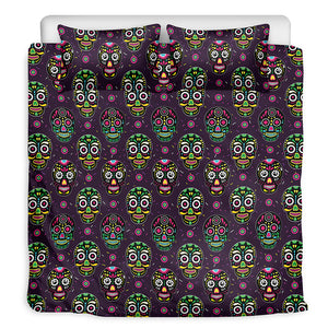 Day Of The Dead Sugar Skull Print Duvet Cover Bedding Set